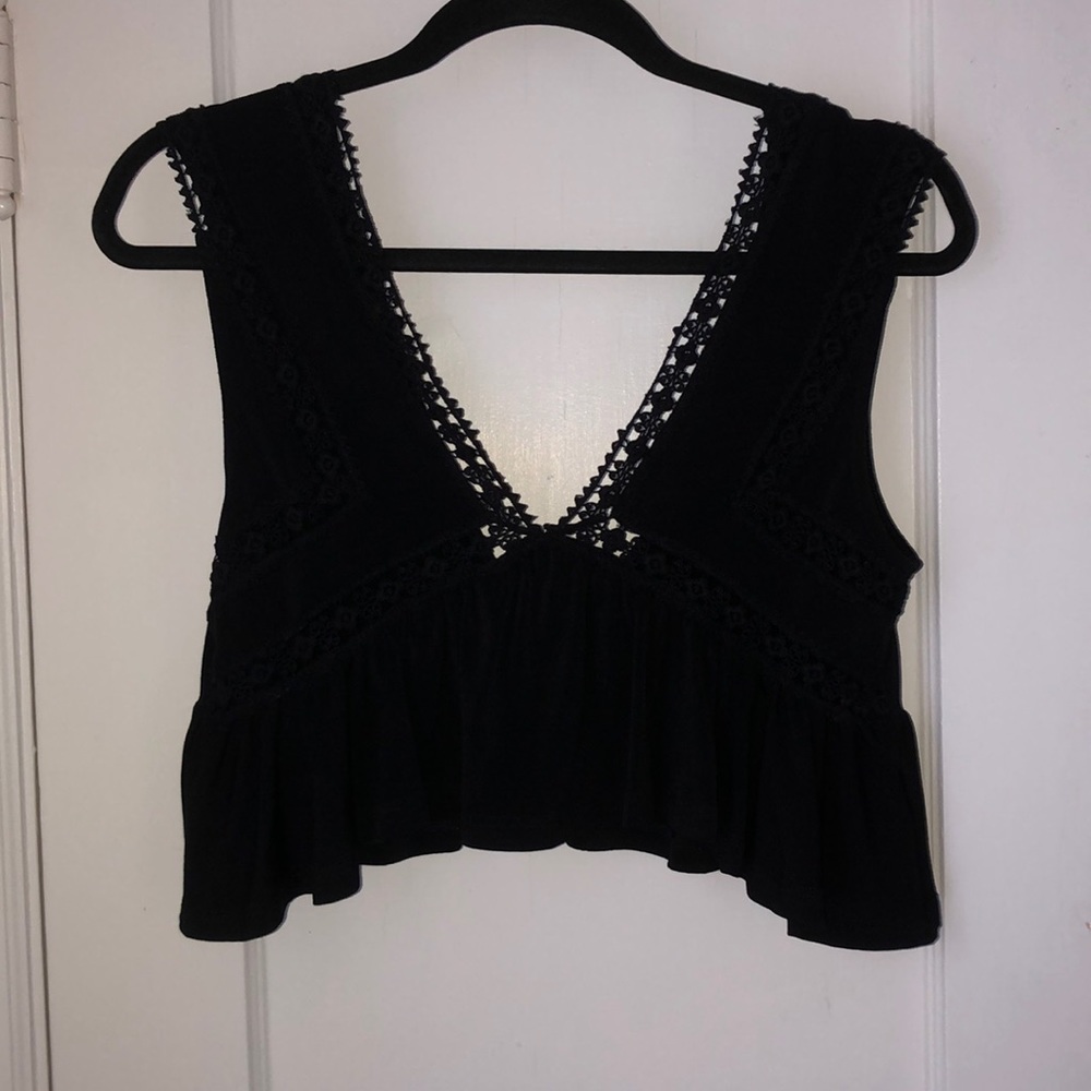 Black embroidered top